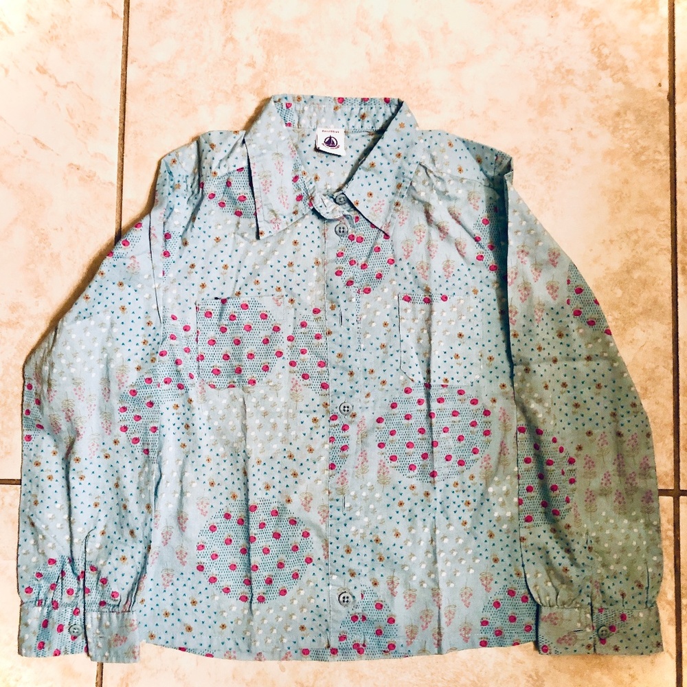 Petit Bateau blue/pink button-up
